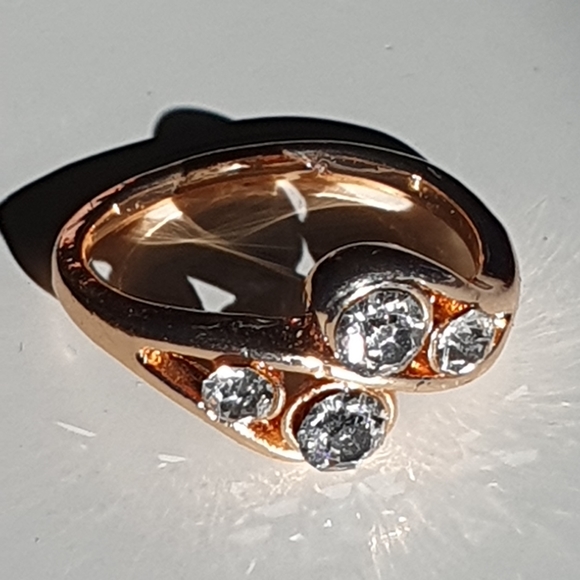 Goldplated Art Noveau-style Rhinestone-set Ring - Picture 2 of 3